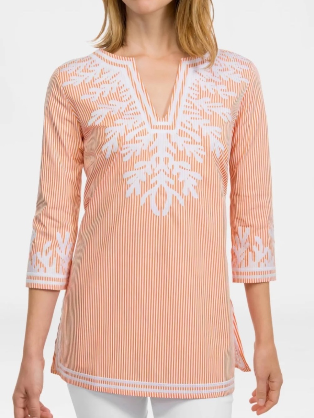 Gretchen Scott Striped Tunic with Reef Embroidery Detail